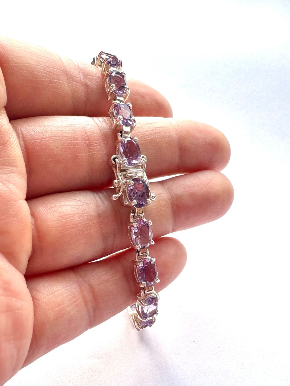 Sterling Silver Amethyst Tennis Bracelet - Lavender Purple